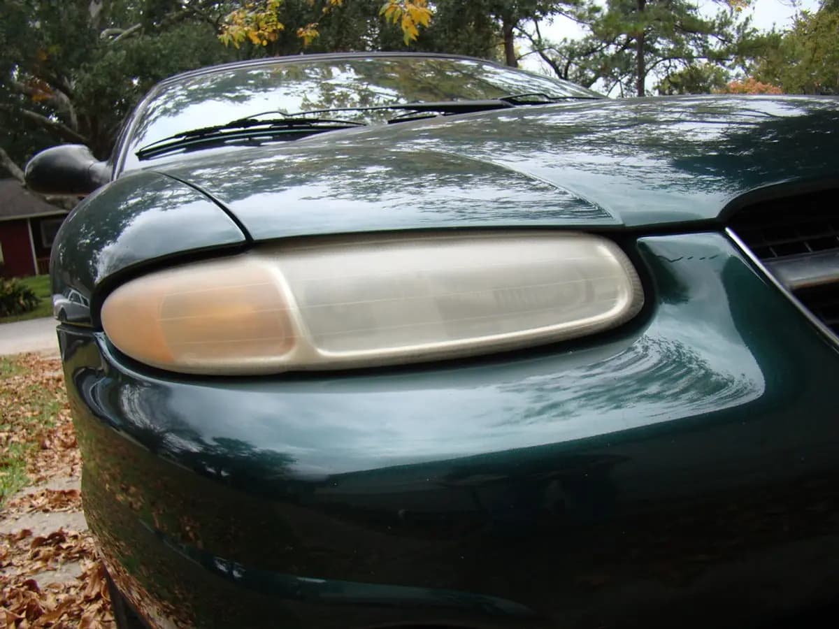 Before: yellowed, foggy headlight